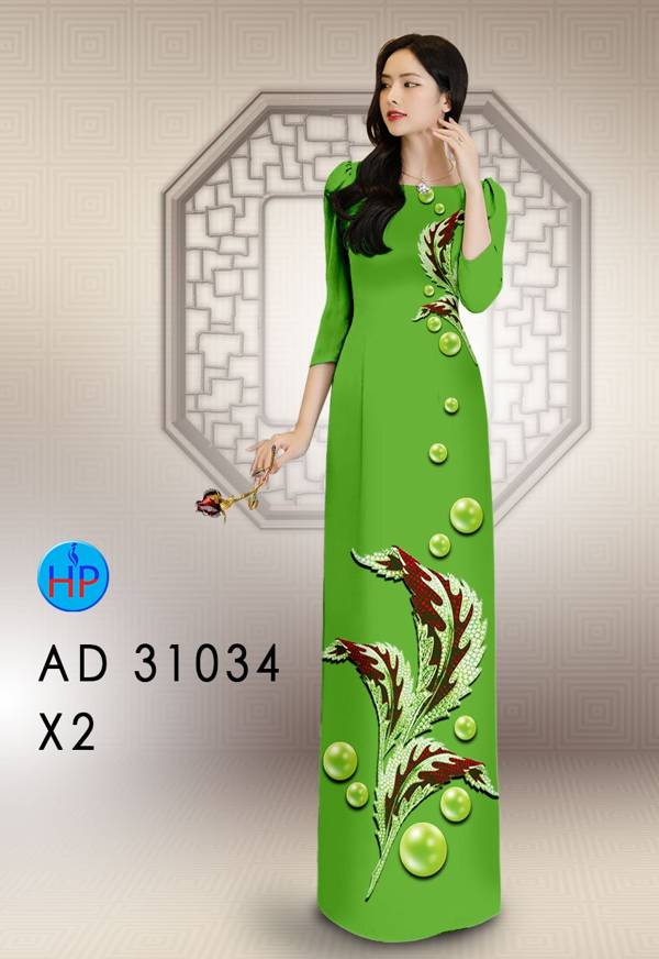 Vải Áo Dài Hoa In 3D AD 31034 7